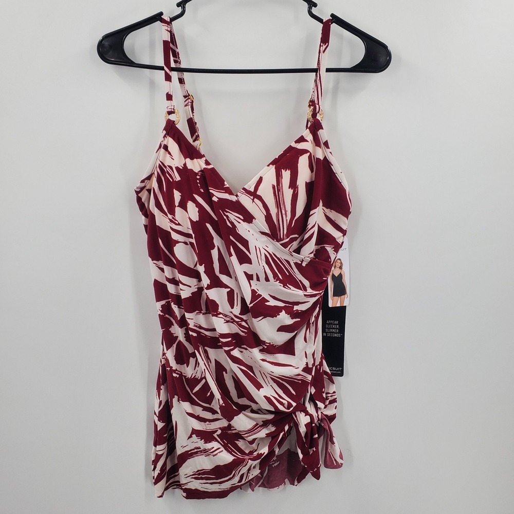 Women's Magicsuit Red Impressionist Willow Swimsuit Size 8 NEW Swimdress